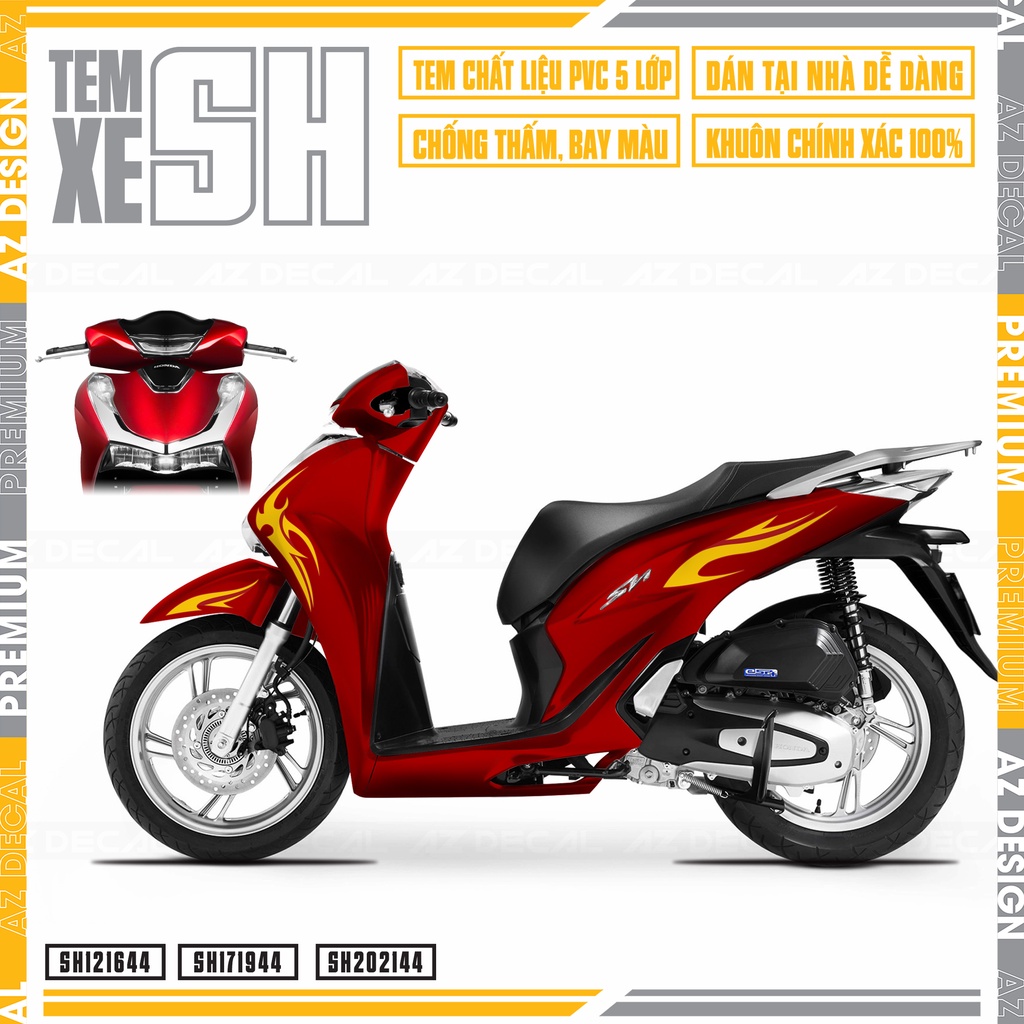 Tem SH Thiết Kế Ngọn Lửa | SH44 | Team Decal Sticker Dán Xe SH 2012 2016 2019 2020 2021 2022 Đẹp Nhất
