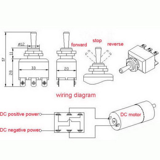 Công Tắc on / off 1x 6 Pin DPDT Đảo Ngược Động Cơ DC Moto