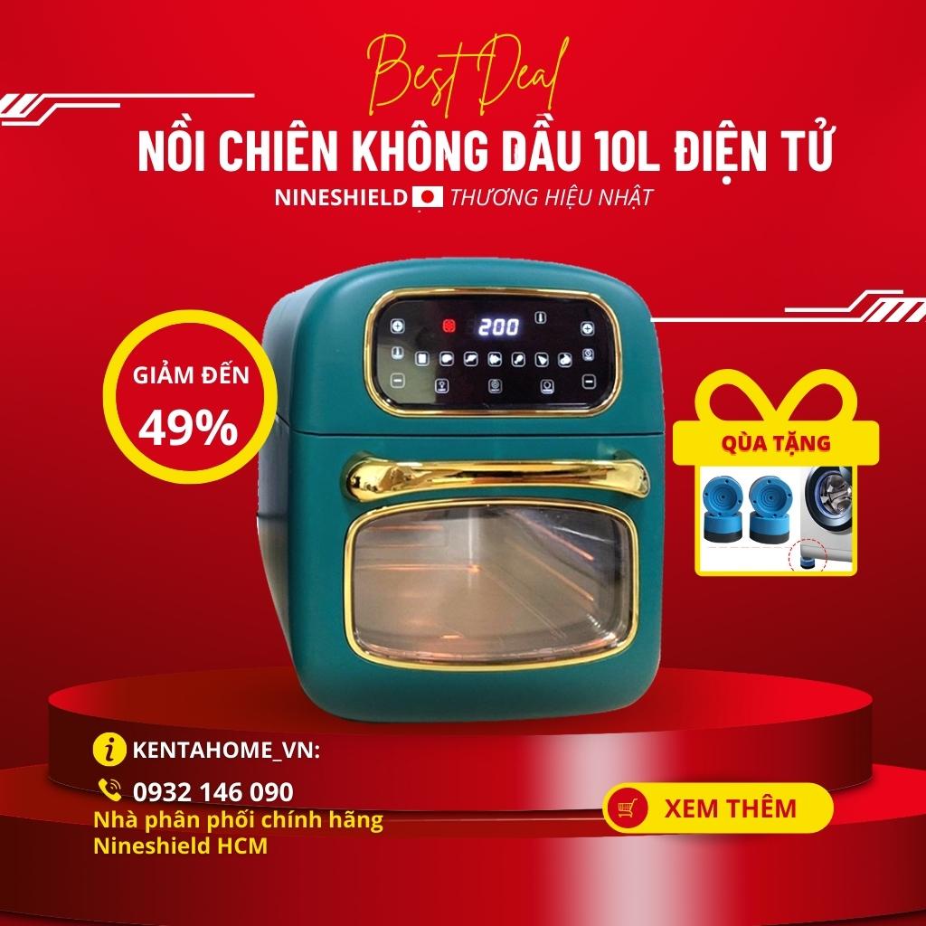 Nồi chiên không dầu NINESHIELD 10L điện tử KB - 7001M thương hiệu Nhật, công suất 1500W, 6 món phụ kiện, Hàng Chính Hãng