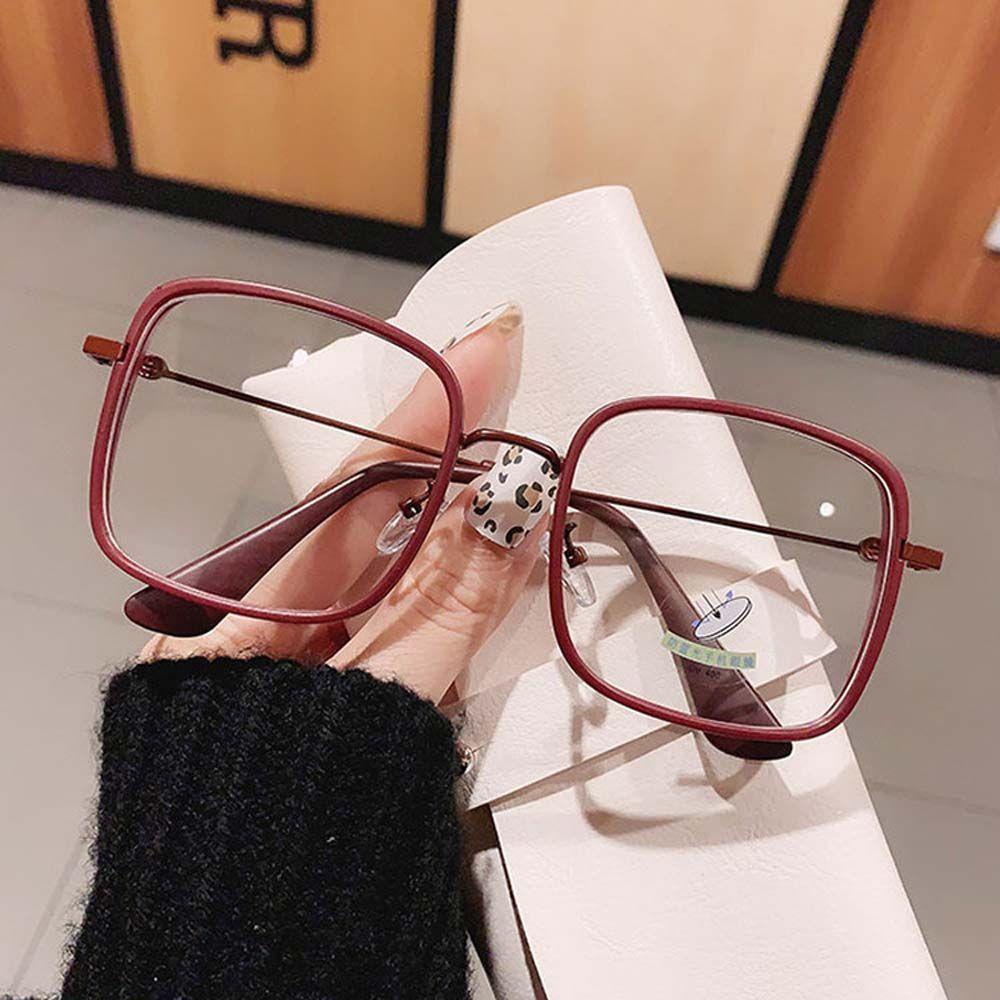 Mắt Kính Gọng Vuông Lớn Màu Trơn Phong Cách Vintage Dành Cho Nam Nữ