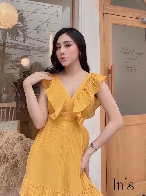 [FREESHIP] Đầm Maxi Vàng Trắng Vintage | BigBuy360 - bigbuy360.vn