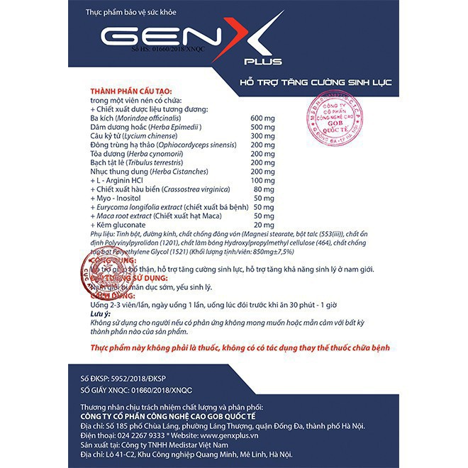 Gen x chính hãng, Gen x gold tăng cường sinh lý nam kéo dài thời gian quan hệ tình dục