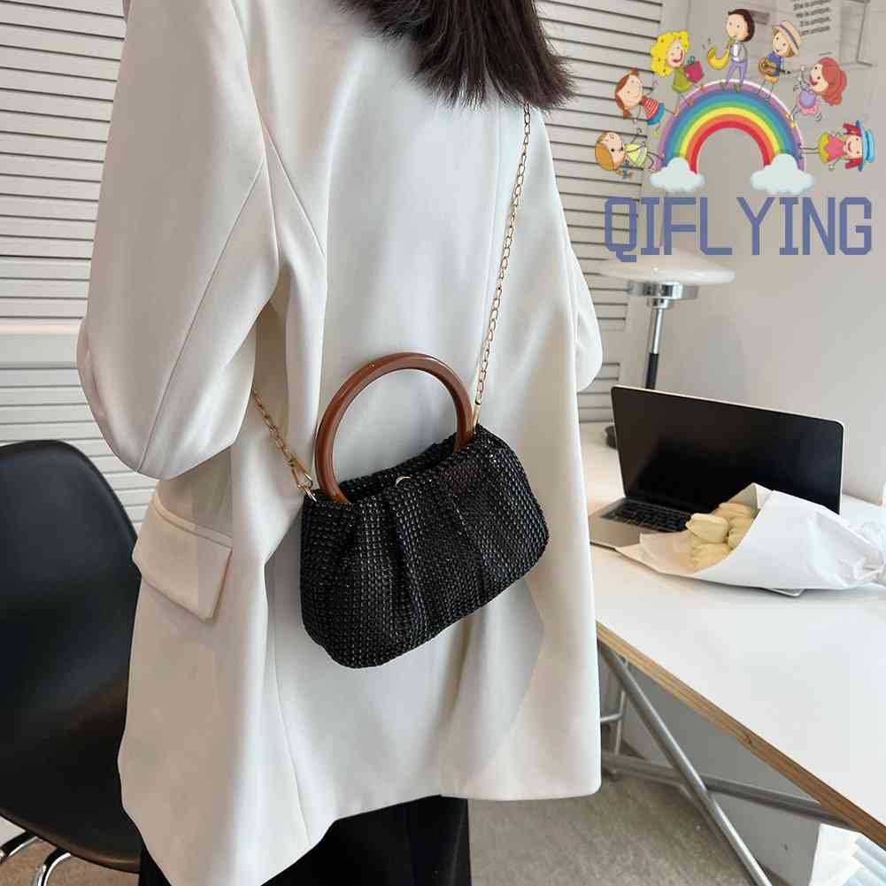 Túi Đeo Chéo Đính Đá Phong Cách Retro Dành Cho Nữ
