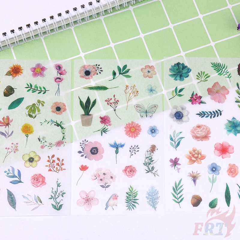 &gt; Ready Stock &lt;❉ Original Flower Giấy và decal dán tường ❉6Sheet/set Flowers &amp; Plant Diary Scrapbooking Decals Stickers