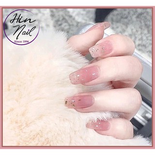 Set 24 móng tay giả dài tông màu hồng (tặng keo dán móng)