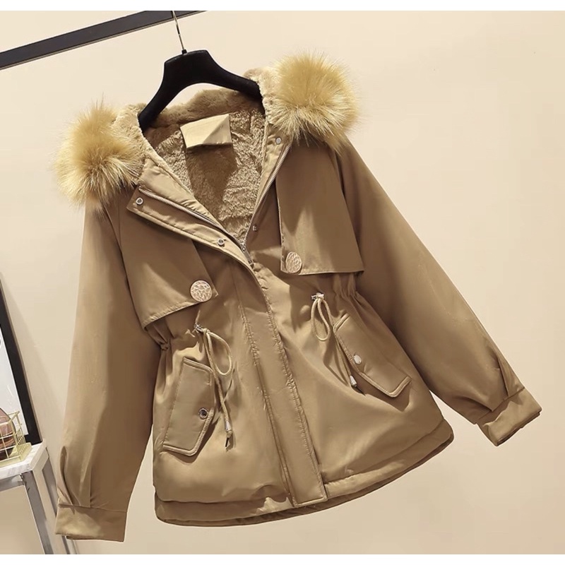 Áo Parka lót lông, áo khoác nữ phao kaki lót lông đại hàn dày ấm mịn mượt cực xịn đẹp mẫu 2021 (cúc ngực đuôi tôm) | BigBuy360 - bigbuy360.vn