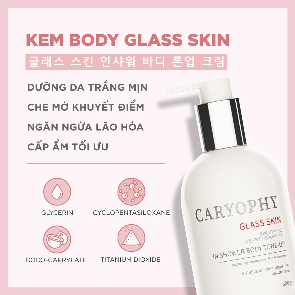 Kem dưỡng trắng da Caryophy Glass Skin In Shower Body Tone Up 5ml