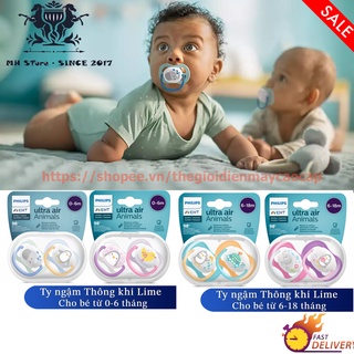 Ti giả ngậm thông khí Ultra air thương hiệu Philips Avent (dòng Lime) cho trẻ từ 0-6 tháng tuổi và 6-18 tháng tuổi
