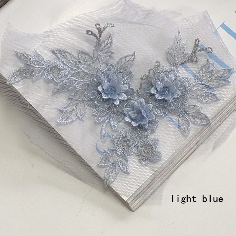1 Miếng Vải Thêu Hoa 3D 14 * 20CM Trang Trí Váy Cưới