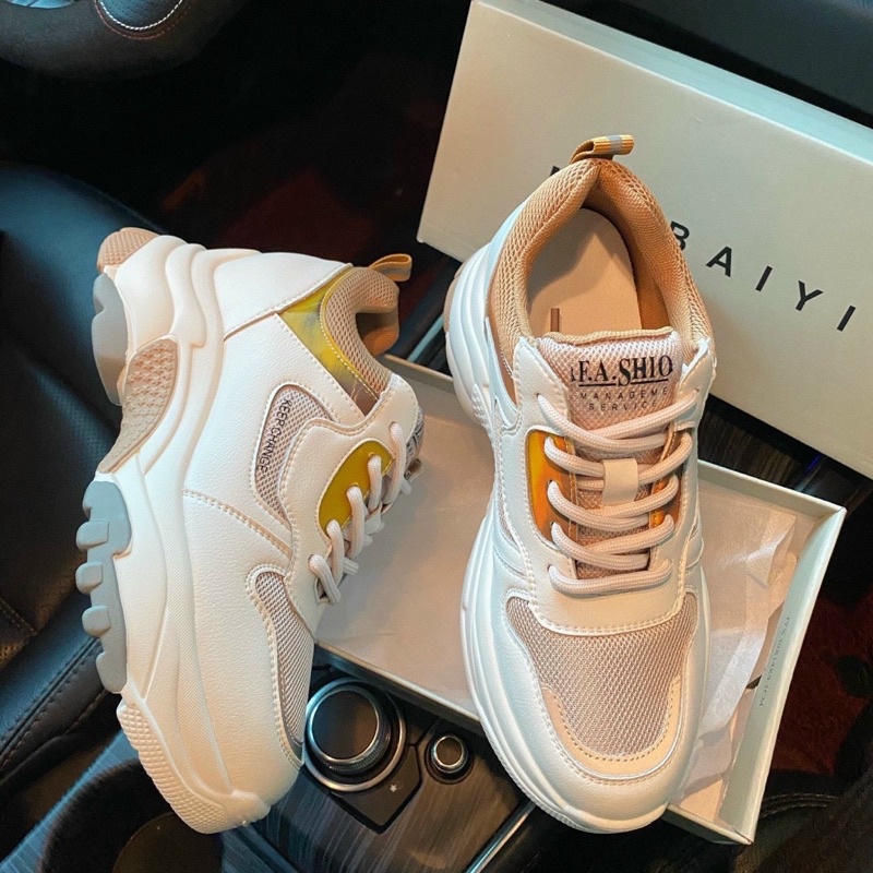 Giày thể thao sneaker độn đế cao lót viền nâu fullbox hàng quảng châu cao cấp