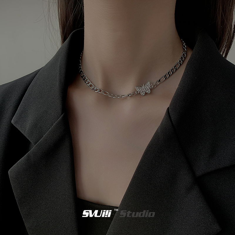 vòng cổ Mặt Bươm Bướm Đính Đá Sang Trọng Cho Nữ