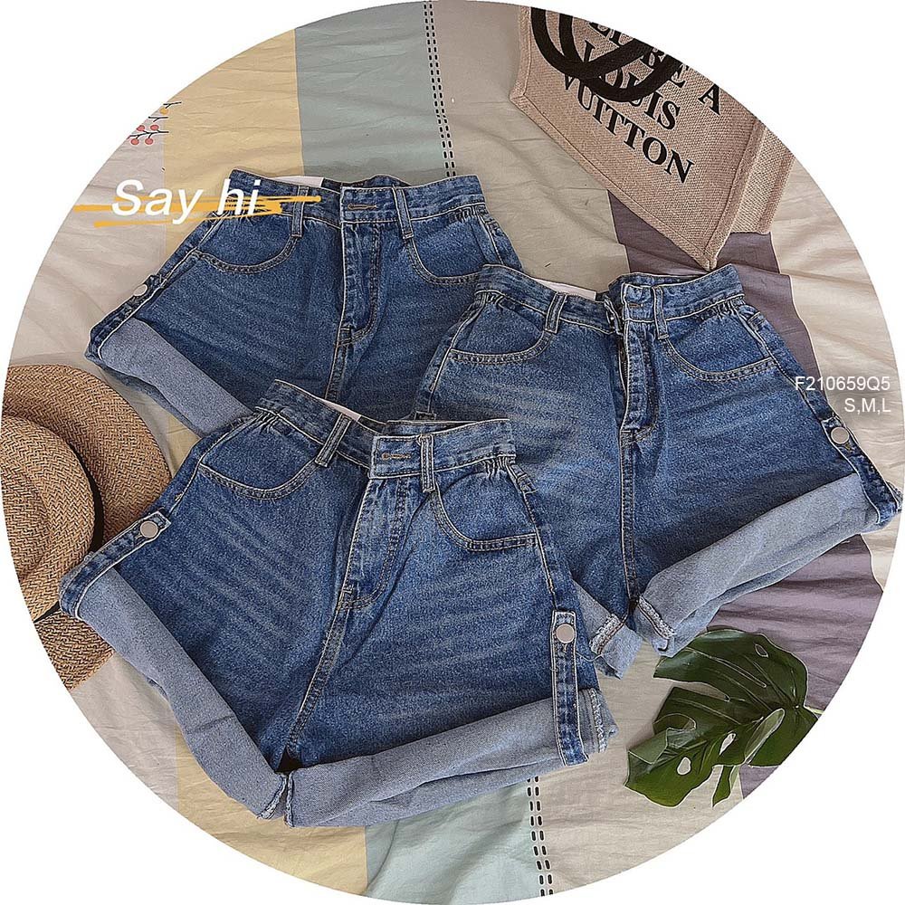 Quần short jean lật lai lưng cao hàng đẹp!