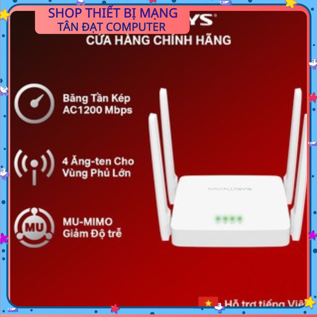 Bộ phát wifi  Mercusys AC10 Công nghệ MU-MIMO Phát Wifi 2 Băng Tần ( 2.4 - 5ghz Siêu khỏe )Chuẩn AC1200 -Chính Hãng