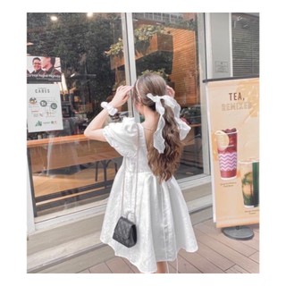 ĐẦM BABYDOLL HỞ LƯNG CHẤT GẤM VÂN NỔI
