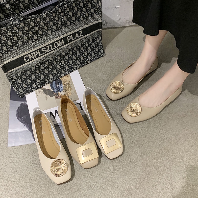 ✘❧☈giày đơn mũi vuông đế mềm đế mềm giày bà bầu