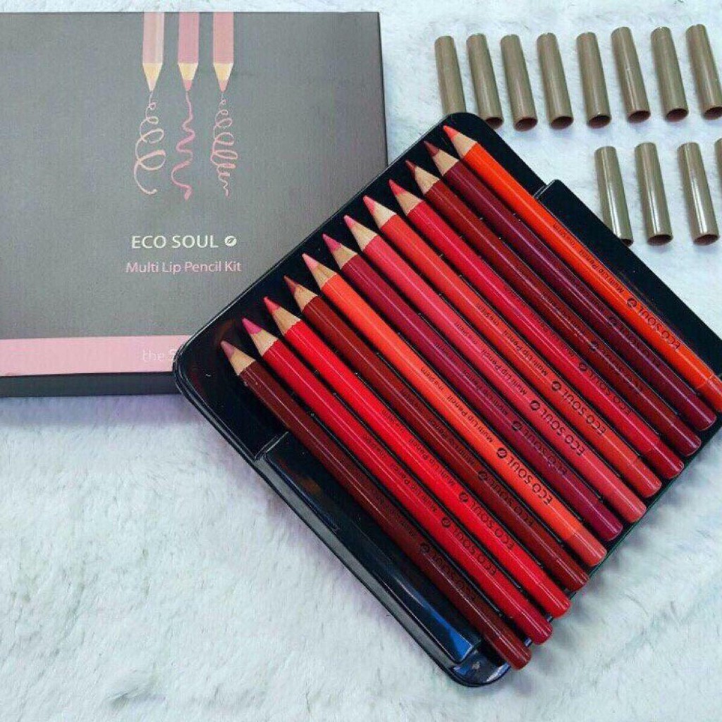 Bộ son chì 12 cây Eco Soul Multi Lip Pencil Kit hàng nội địa Thái