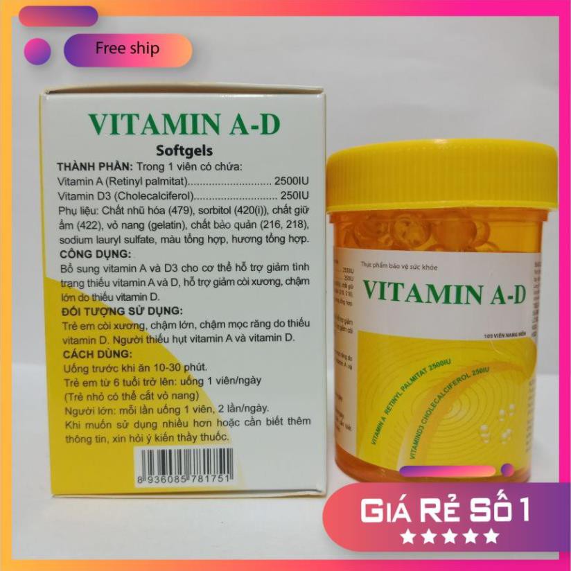 VITAMIN A-D LỌ 100 VIÊN Phương Đông