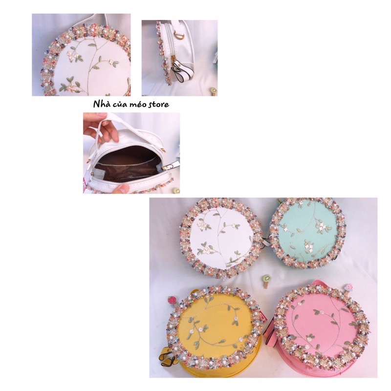 Túi trống hoạ tiết hoa chanh sả đi tiệc [NHÀ CỦA MÉO STORE]