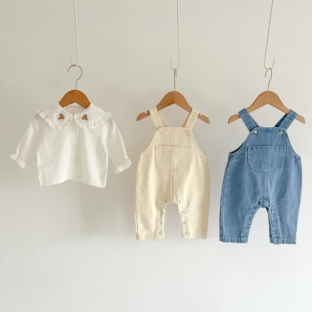 Quần Yếm jeans cotton Dáng Rộng Phong Cách Mới Cho Bé Gái