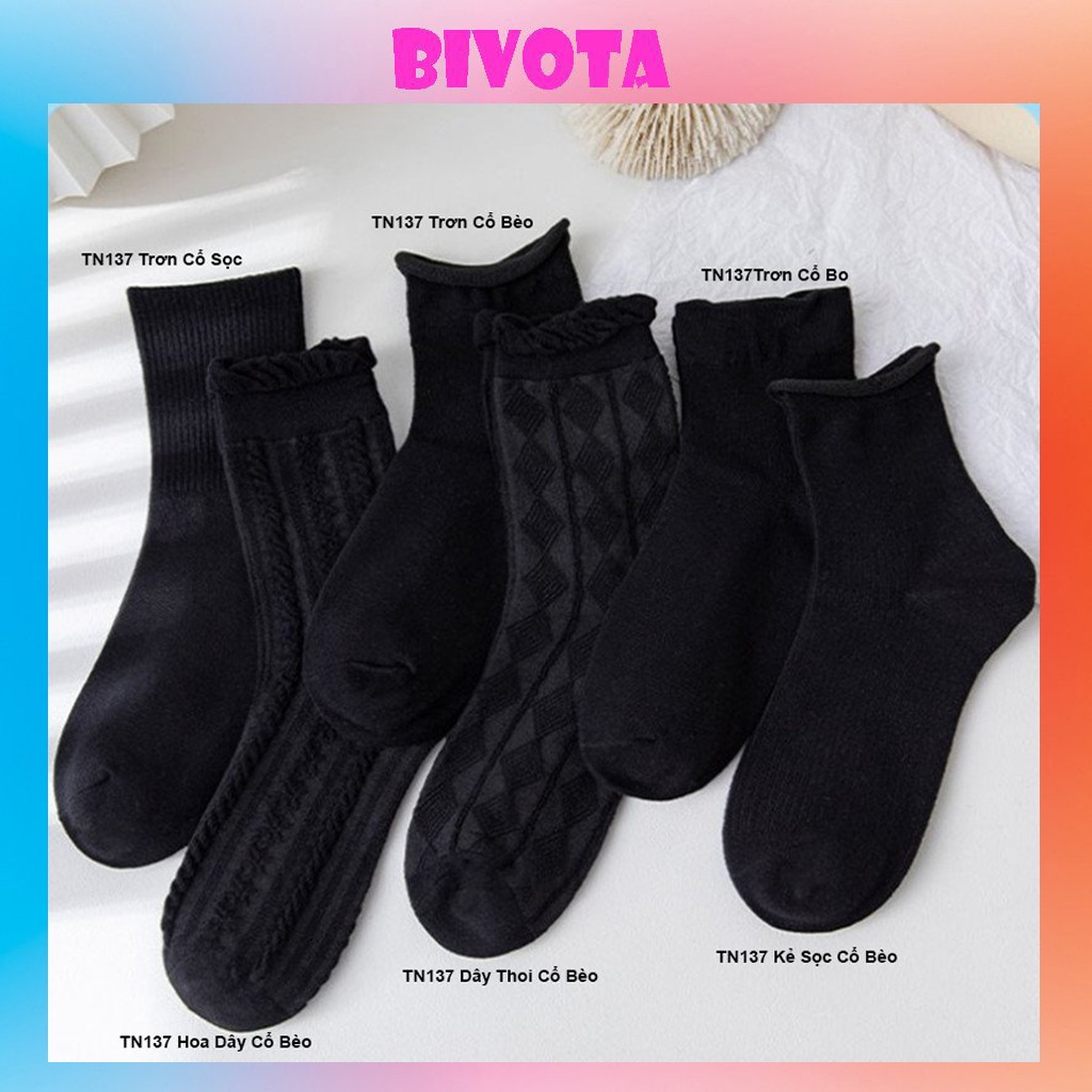 Tất cổ cao Bivota vớ nữ đen phong cách Hàn Quốc cực chất T135