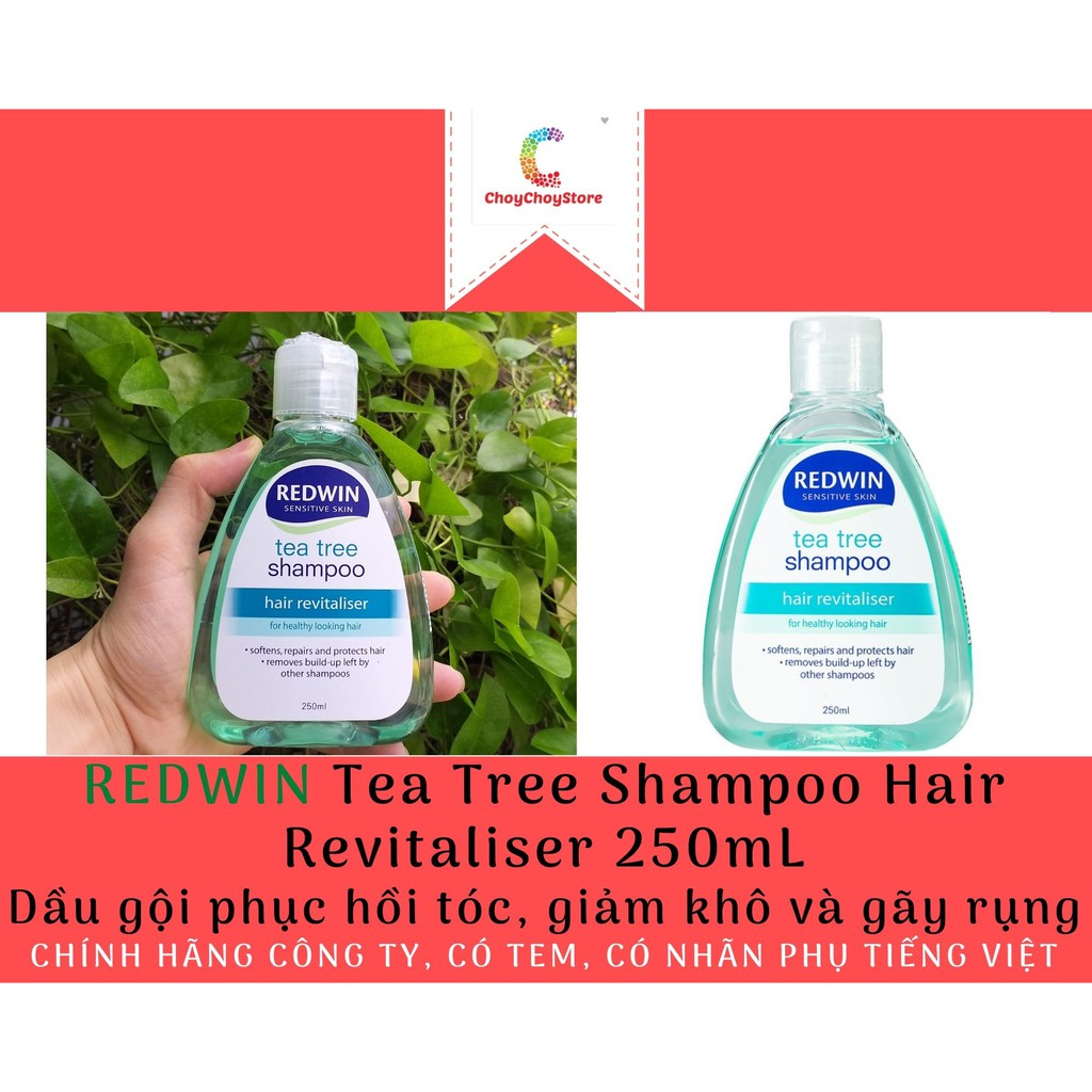 [TEM CTY] REDWIN Tea Tree Shampoo Hair Revitaliser 250mL - Dầu gội phục hồi tóc, giảm khô và gãy rụng