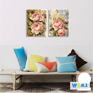 Bộ 2 tranh treo tường phòng khách phong cách sơn dầu - W026 Size 40x60 Tranh ép gỗ MDF