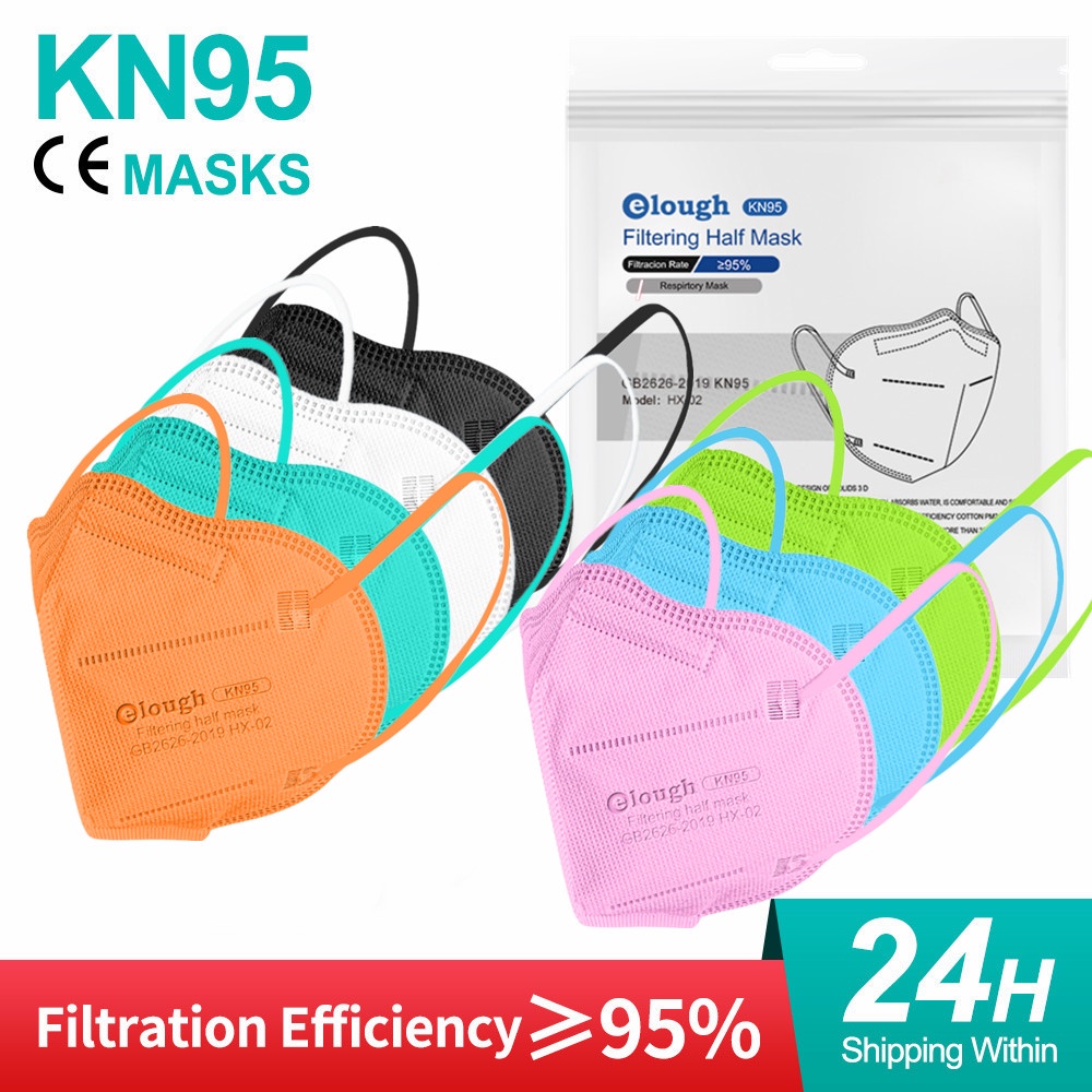 Bộ 50/100 khẩu trang Elough Ffp2 Fpp2 5 lớp có thể tái sử dụng đạt chuẩn KN95 dành cho người lớn