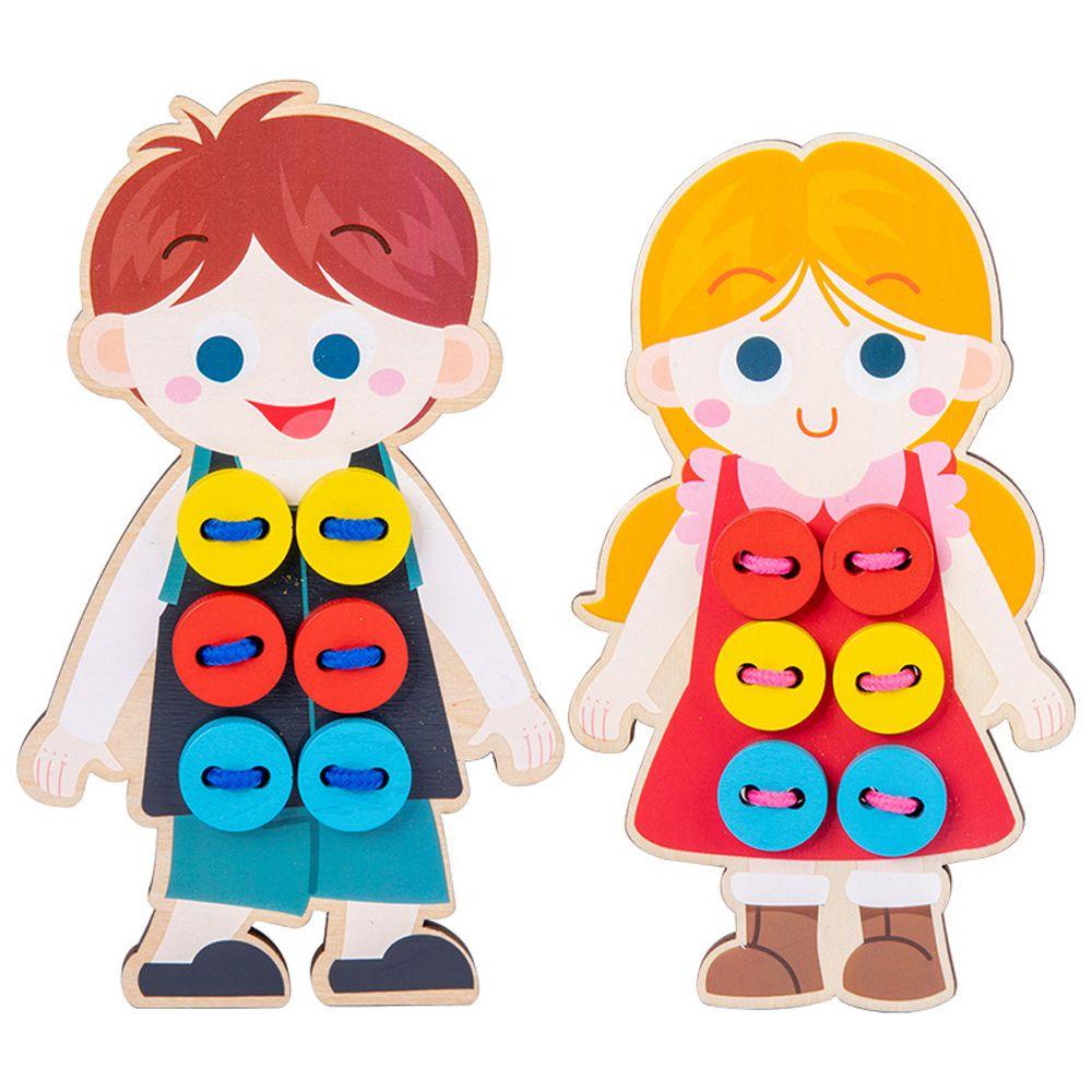 JARRED Boys  Girls Puzzle Threading Toy Shoelace Educational Toys Shoelace Sewing Button Game Learn Basic Skills Wooden Early Childhood Threading Board Concentration Hand-knitted Play Home Toy/Multicolor