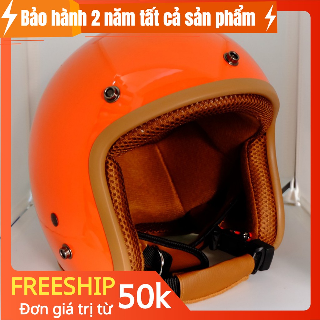 MŨ BẢO HIỂM 3/4 (MÀU CAM) NHƯ HÌNH - CAO CẤP - AN TOÀN - ĐẠT CHUẨN