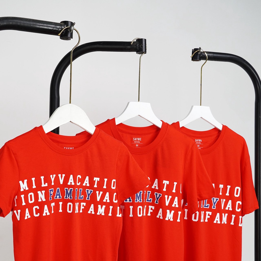 Áo phông trẻ em SAYME set gia đình đi chơi đi biển dạo phố in chữ vải cotton mềm mịn thoáng mát KCTS0015-16