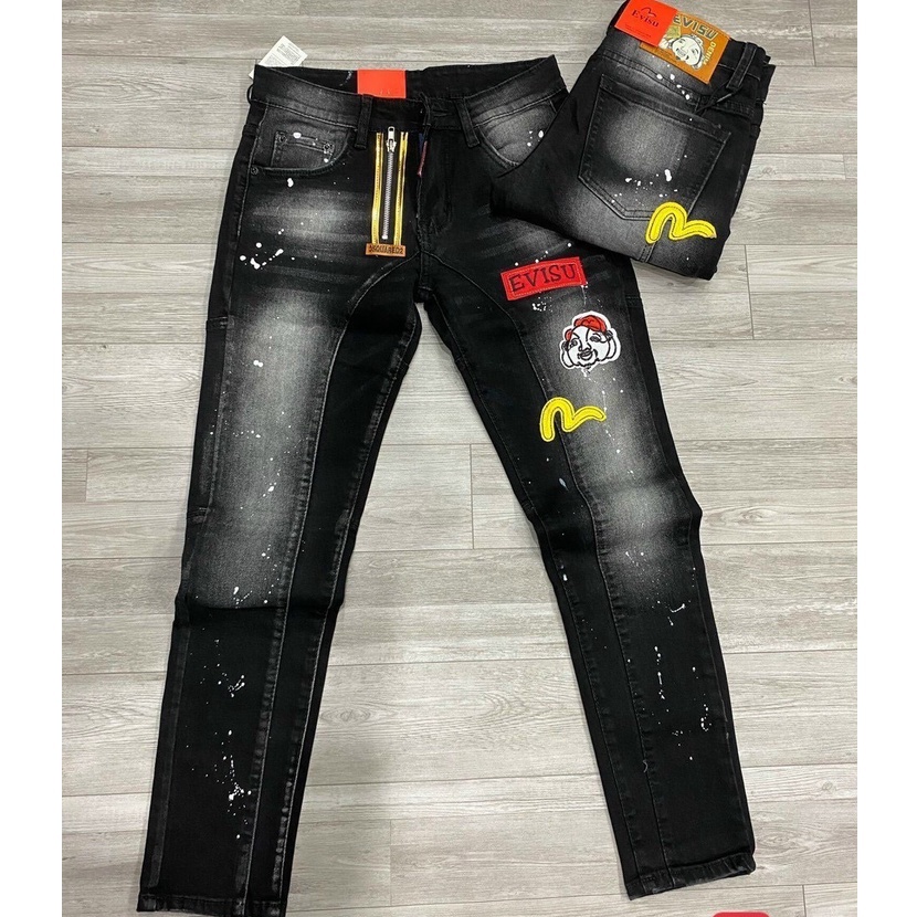 Quần jean nam co giãn 4 chiều,quần bò THÊU KHOÁ KÉO LỆCH dáng ôm chất vải cao cấp CAROLLSTORE MS111