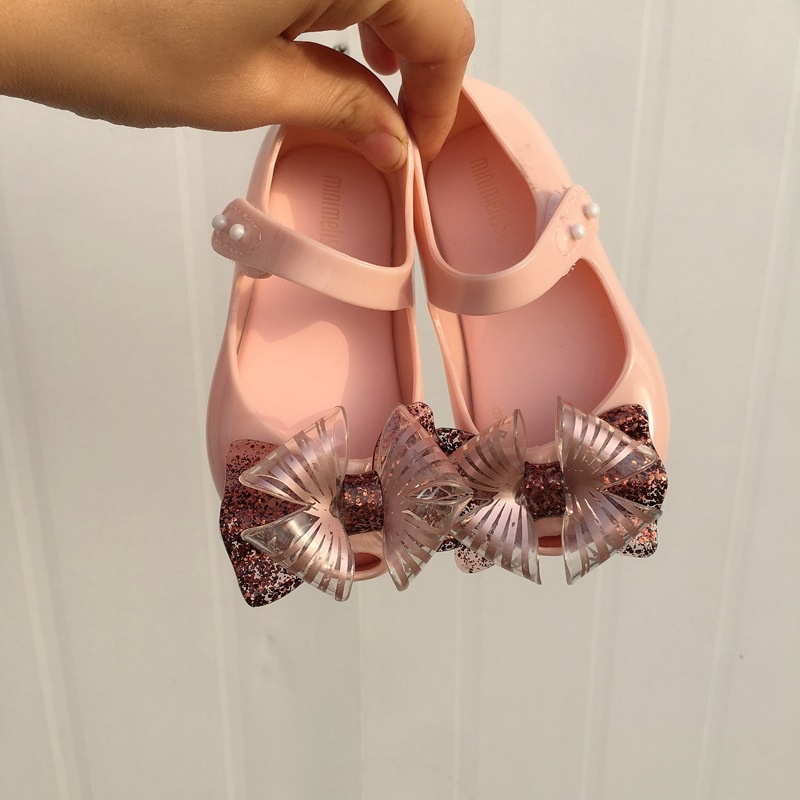 Giày Sandal Đi Biển Đế Bằng Miệng Cá Đính Nơ Mẫu Mới 2021 Cho Bé Gái