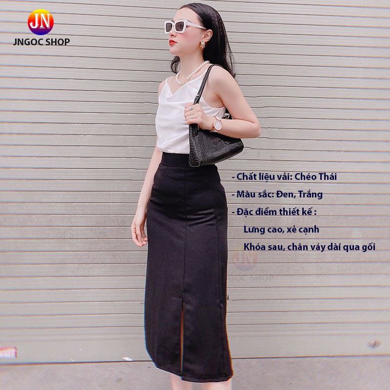 Chân váy dài Ulzzang xẻ tà phong cách Hàn Quốc, Chân váy chữ A dài công sở lưng cao có quần trong chống lộ | BigBuy360 - bigbuy360.vn