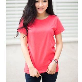 Áo thun trơn ngắn tay nữ màu đỏ chất cotton thoáng mát