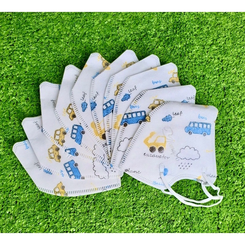 ✅ Hộp 10 cái khẩu trang 6D cho bé  3-9 tuổi Mommy Famapro Nam Anh mommy hình xe ô tô