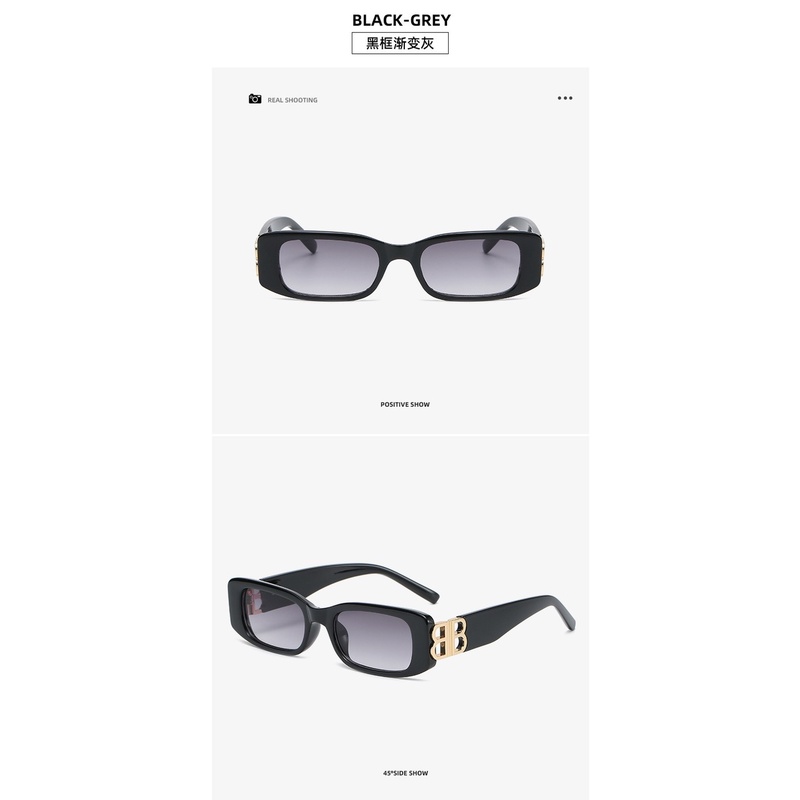 (AIMURUSI) COD Kính Mát Gọng Vuông Nhỏ In Chữ B Thời Trang Unisex