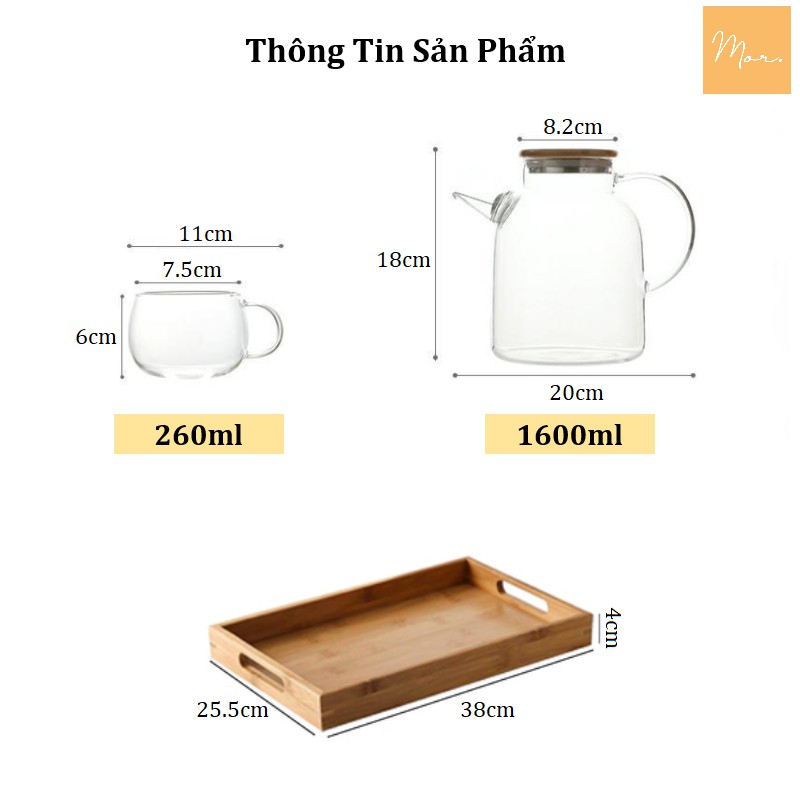 Bộ bình nước thủy tinh chịu nhiệt - 1.6L (BN05)