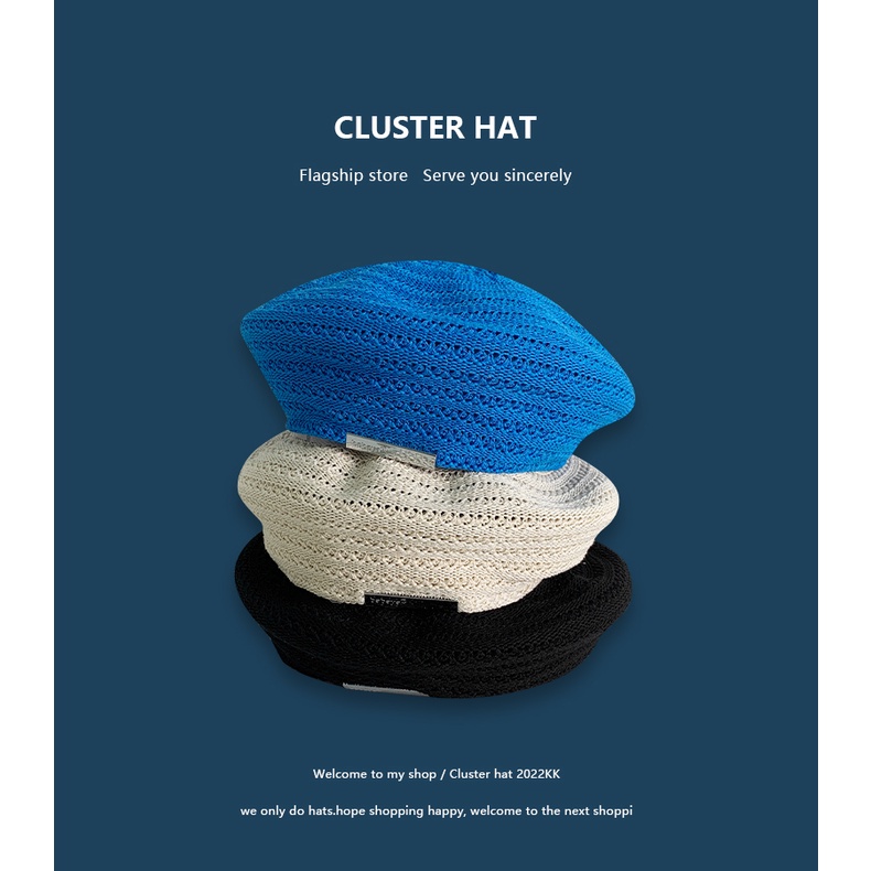 Mũ Beret Mỏng Thoáng Khí In Chữ Phong Cách Hàn Quốc Dễ Phối Đồ Cho Nữ