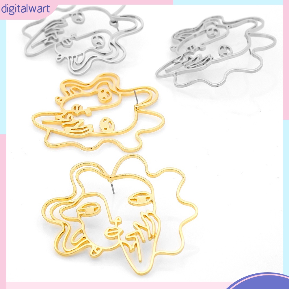 Đôi bông tai dạng rỗng hình mặt người trừu tượng thời trang cá tính cho nữ