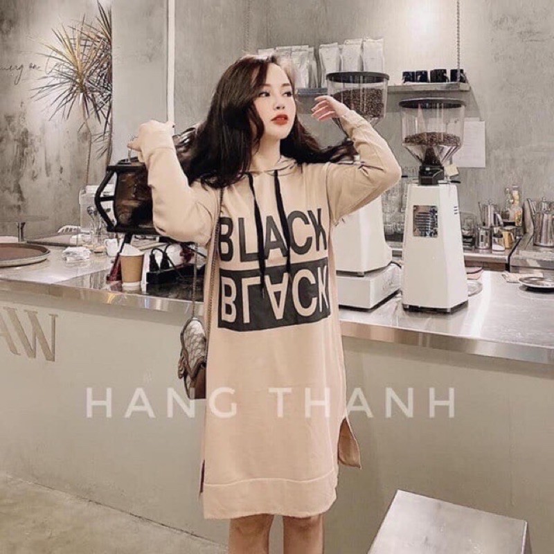 Váy suông hoodie Black trend