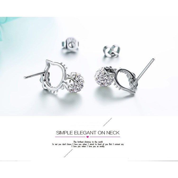 Hello kitty Đôi Bông Tai Mạ Bạch Kim Hình Mèo kitty