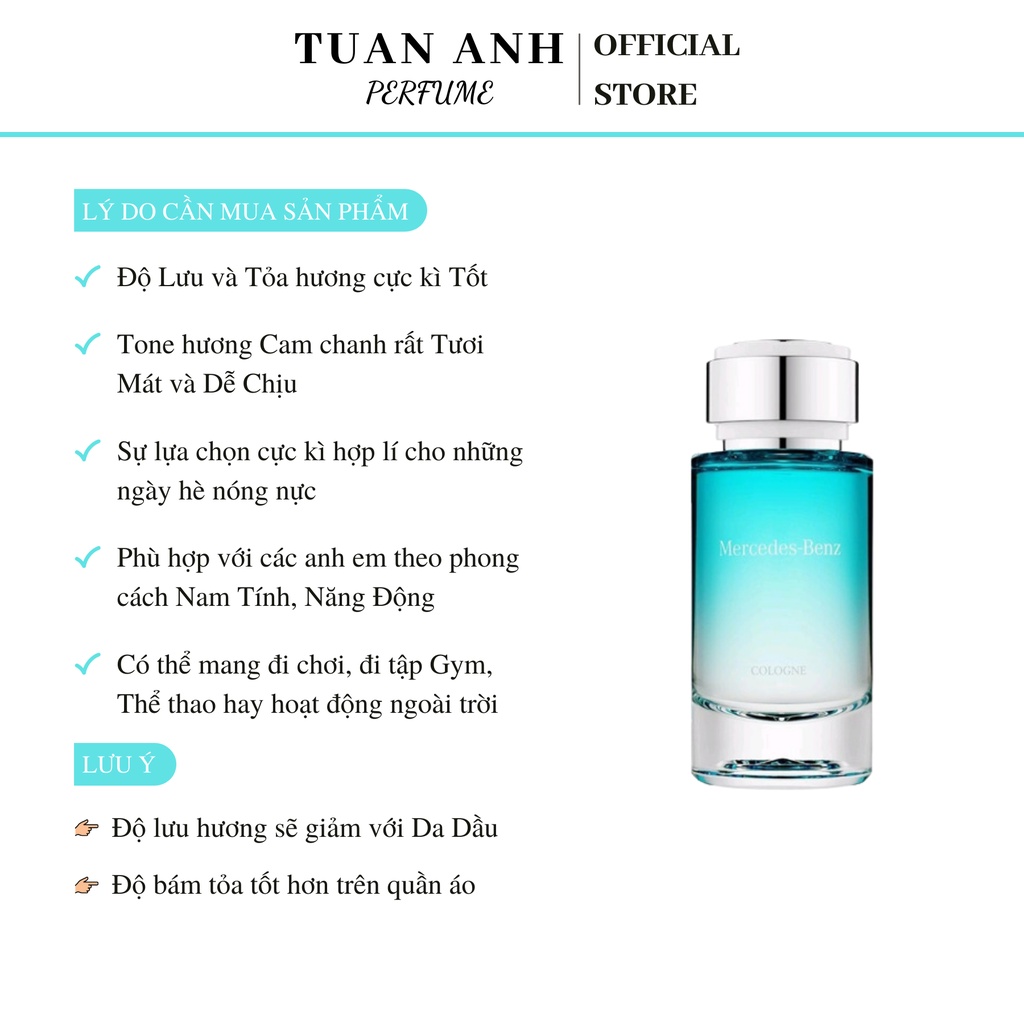 Nước hoa nam chính hãng thơm lâu Mercedes Benz Cologne  EDT cao cấp mùi mát TUANANHPERFUME