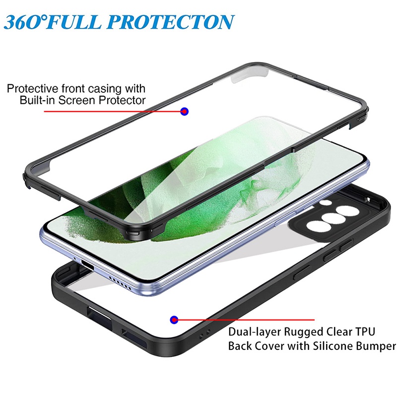 360 Full Protect Double Sided Clear Phone Case For Samsung Galaxy A53 5G A73 5G S22 S22 Plus S22 Ultra A13 LTE 4G M52 5G A03 Core Lens Protect Anti Fall Cover