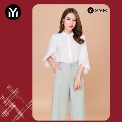 Áo Kiểu, Áo Sơ Mi Nữ, Cổ Đức Tròn, Tay Búp, Đuôi Tôm, Thời Trang Công Sở, Sang Trọng, Thanh Lịch, Năng Động, Trẻ Trung