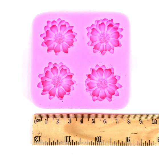 Khuôn rau câu silicon 3D 4 Cúc Đà Lạt