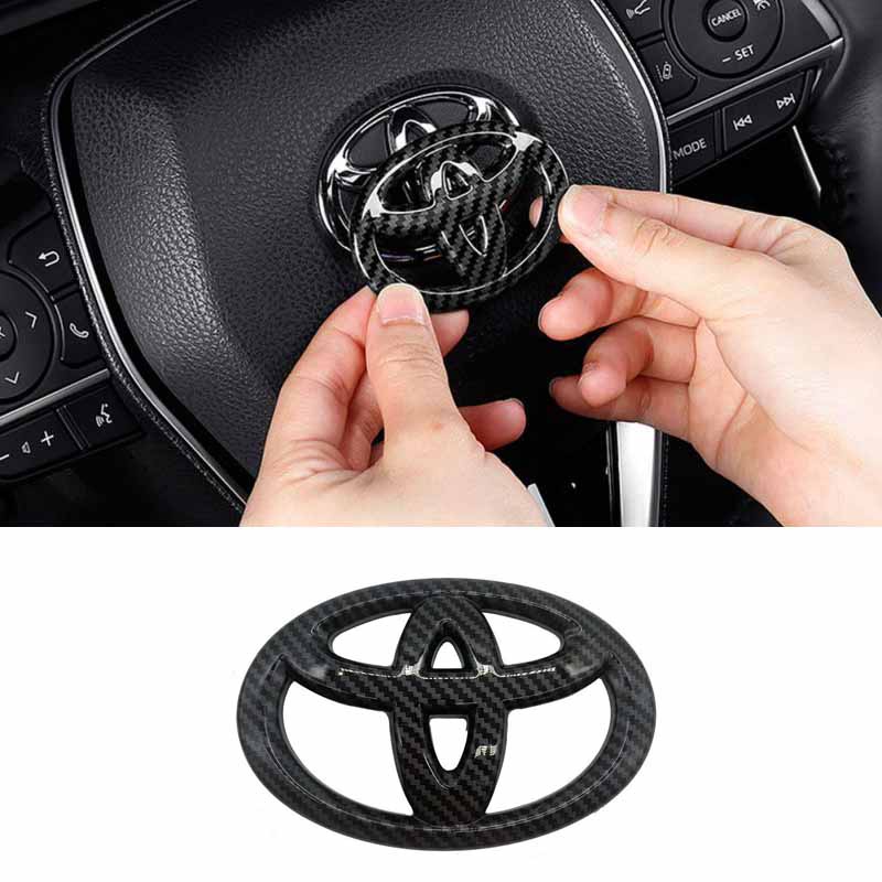 Miếng Dán logo Bằng Sợi carbon Trang Trí Vô Lăng Xe Hơi Toyota Vios Carola Want