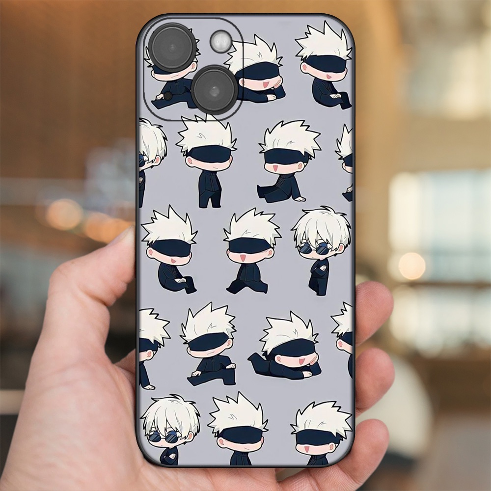 Ốp lưng iPhone 13 dẻo đen cạnh vuông in hình Satoru Jujutsu Kaisen