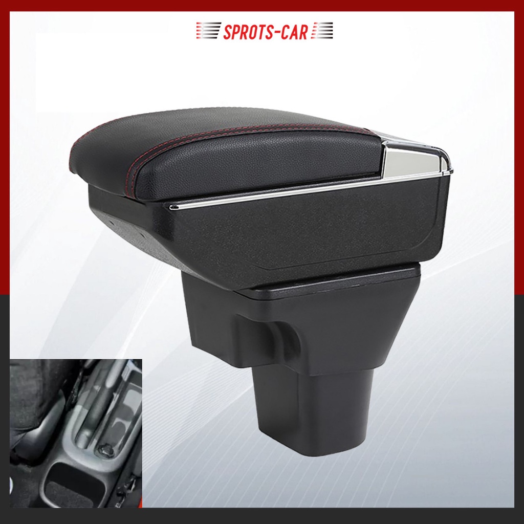 Hộp tỳ tay xe Hyundai I10 2022 màu đen, có cổng USB lắp đặt dễ dàng