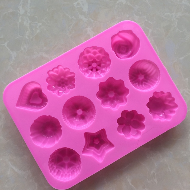 Khuôn Silicone 12 Ngăn Tạo Hình Bông Hoa Trang Trí Bánh