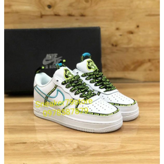 Giày Nike Air Force 1 Low Worldwide White Blue Fury Volt CK7213-100 Nam/Nữ [Authentic - Chính Hãng - FullBox]